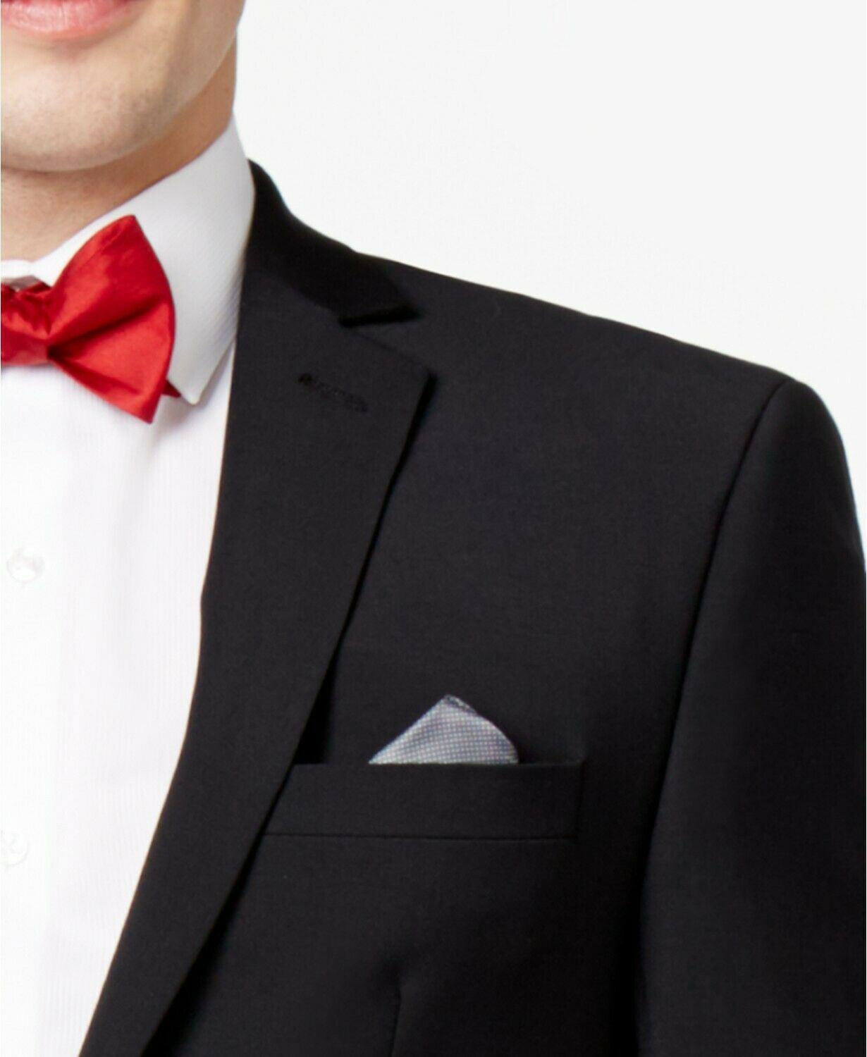 Bar Iii Mens Skinny fit Suit Jacket Blazer 36 R Black Solid Wool