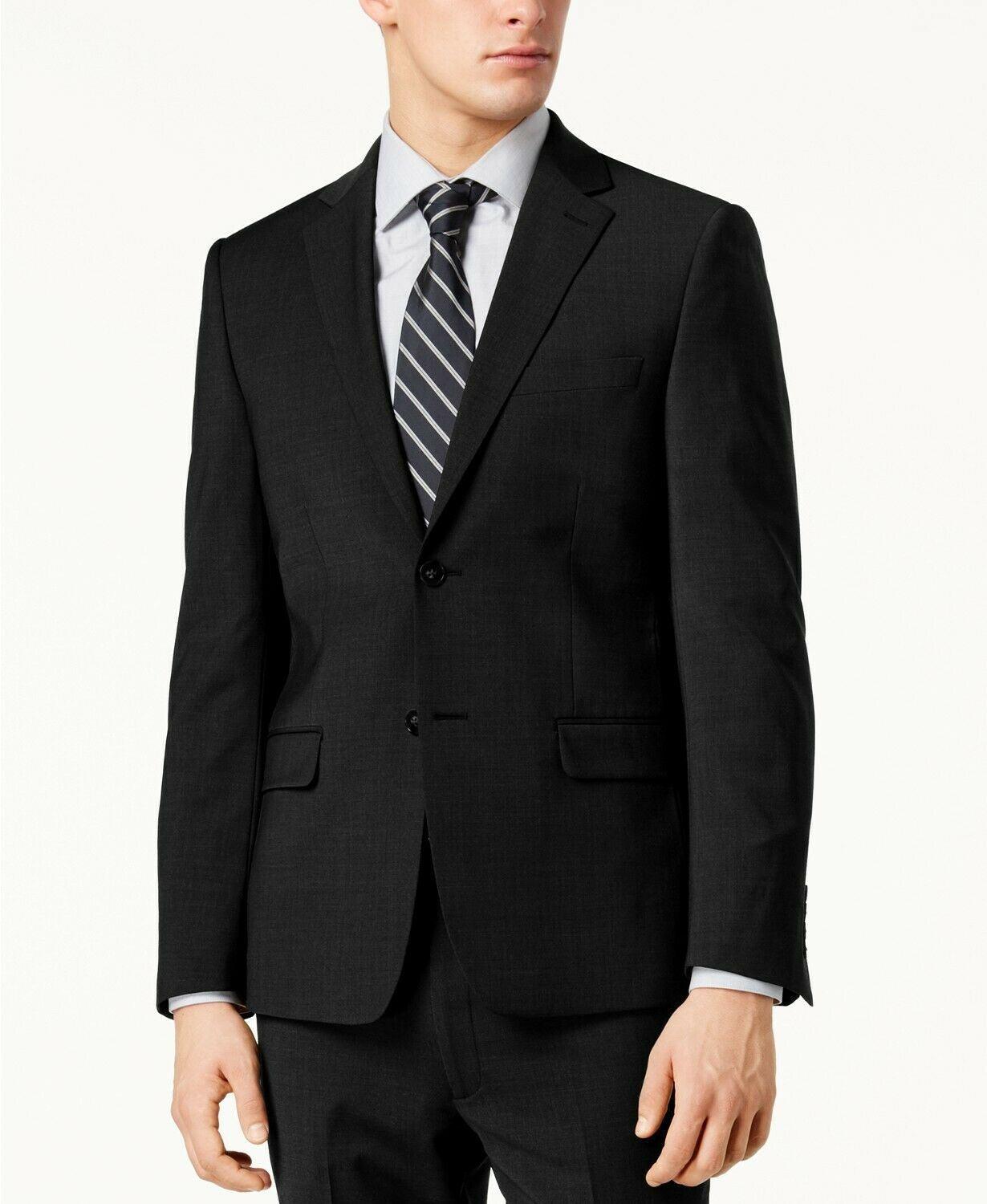 Calvin Klein Men Skinny fit Wool Suit Jacket Blazer 40 S Black Solid