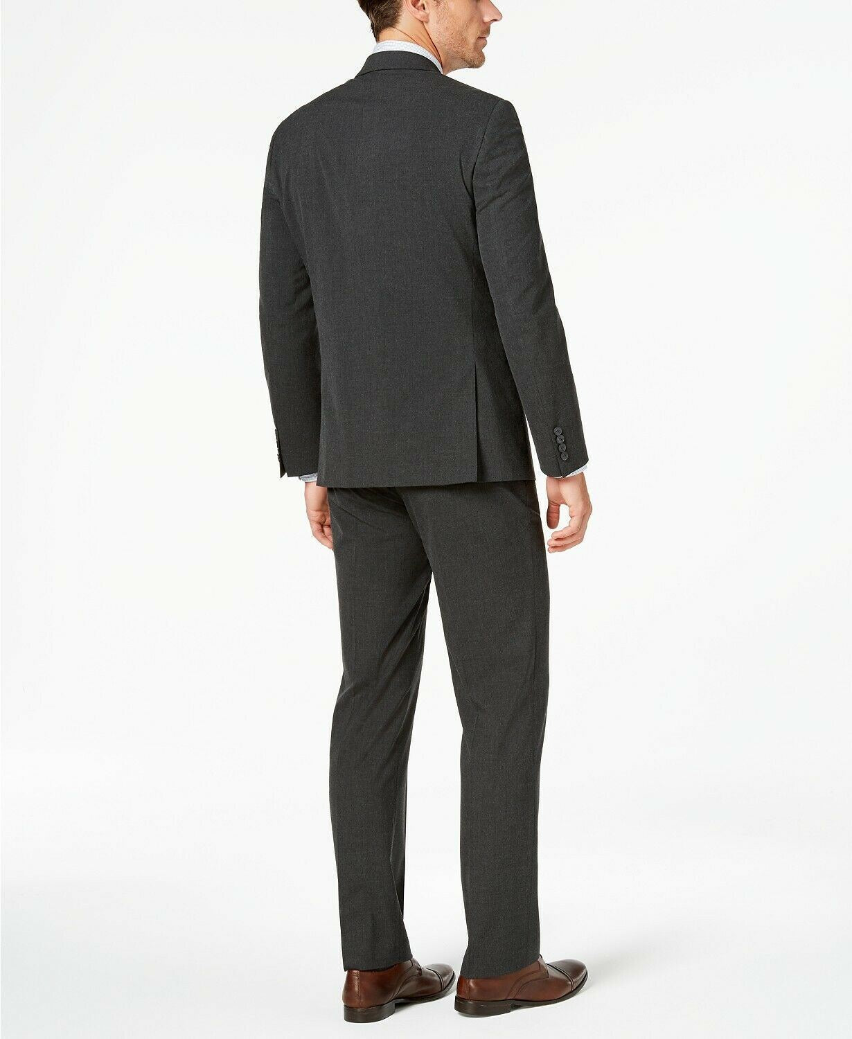 Van Heusen Men's Flex Solid Slim Fit Suit 42S / 35 x 30 Dark Charcoal Grey