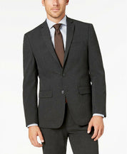 Van Heusen Men's Flex Solid Slim Fit Suit 42S / 35 x 30 Dark Charcoal Grey