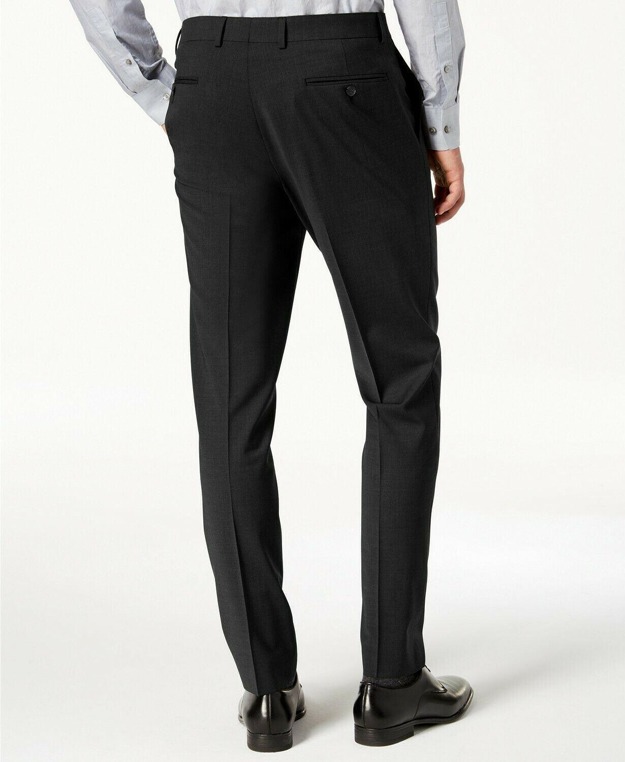Calvin Klein Mens Skinny fit Dress Pants 34 / 34 Black Solid Stretch