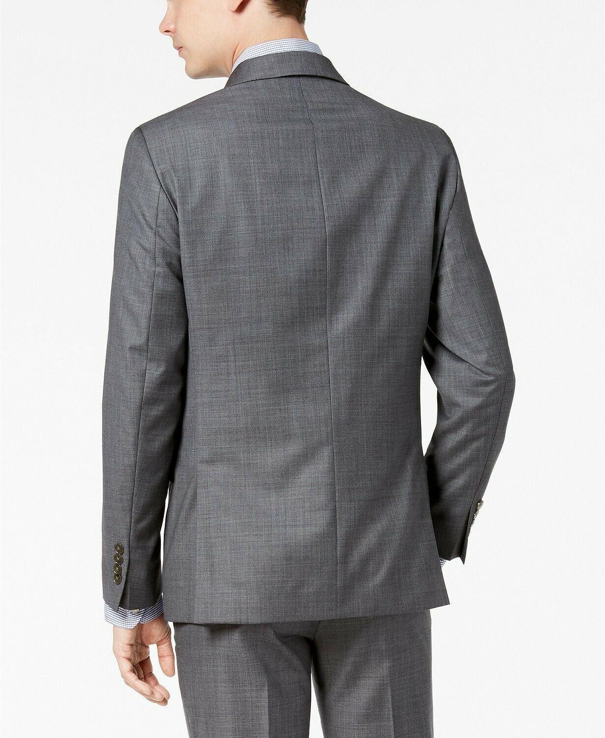 Calvin Klein Mens Slim fit Sharkskin Suit Jacket Blazer 42 R Grey Stretch