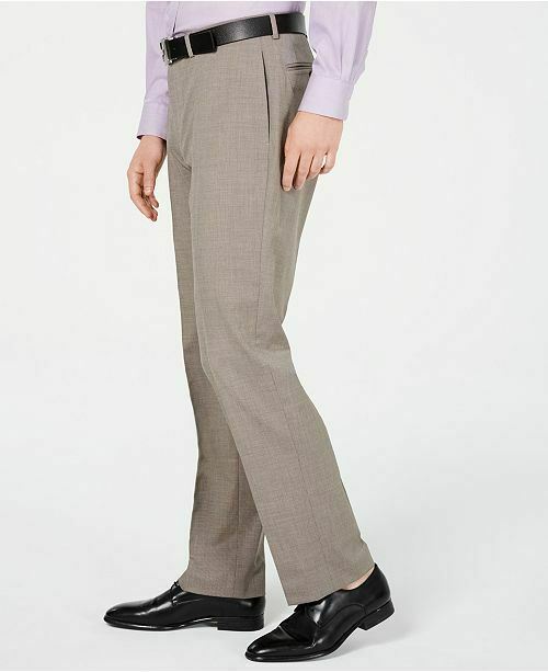 Van Heusen Mens Suit Pants 33 x 32 Slim-Fit Flex Wrinkle-Resistant Light Brown