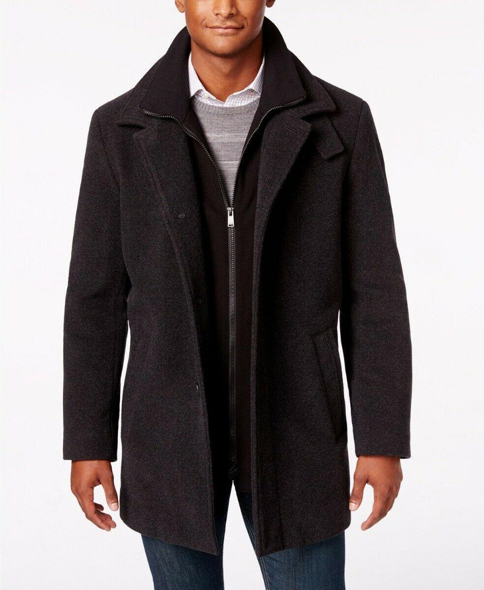Calvin Klein Mens Classic fit Overcoat Coat 40 L Charcoal Grey Solid