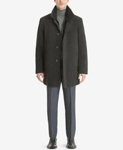 Calvin Klein Mens Coleman Zipped Bib Coat Overcoat 40 R Charcoal Grey Wool