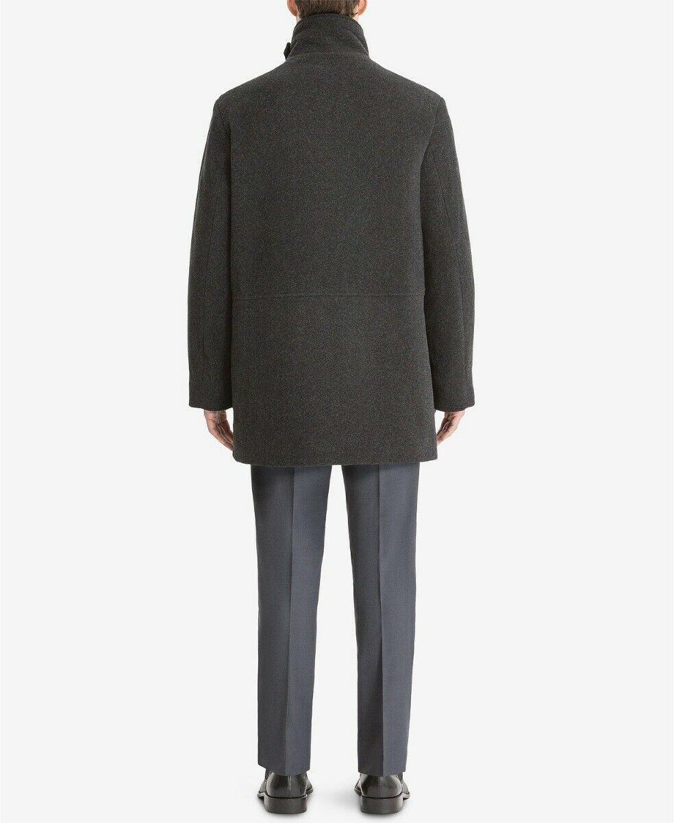 Calvin Klein Mens Classic fit Overcoat Coat 40 L Charcoal Grey Solid