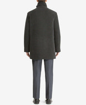 Calvin Klein Mens Coleman Zipped Bib Coat Overcoat 40 R Charcoal Grey Wool