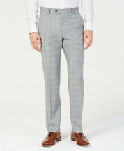 Michael Kors Mens Classic Fit Wool Blend Pants Grey Plaid 34 x 30