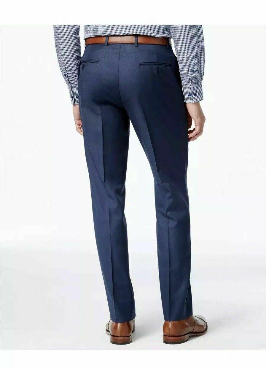 Tommy Hilfiger Mens Modern fit  Wool Dress Pants 42 / 34 Blue Sharkskin