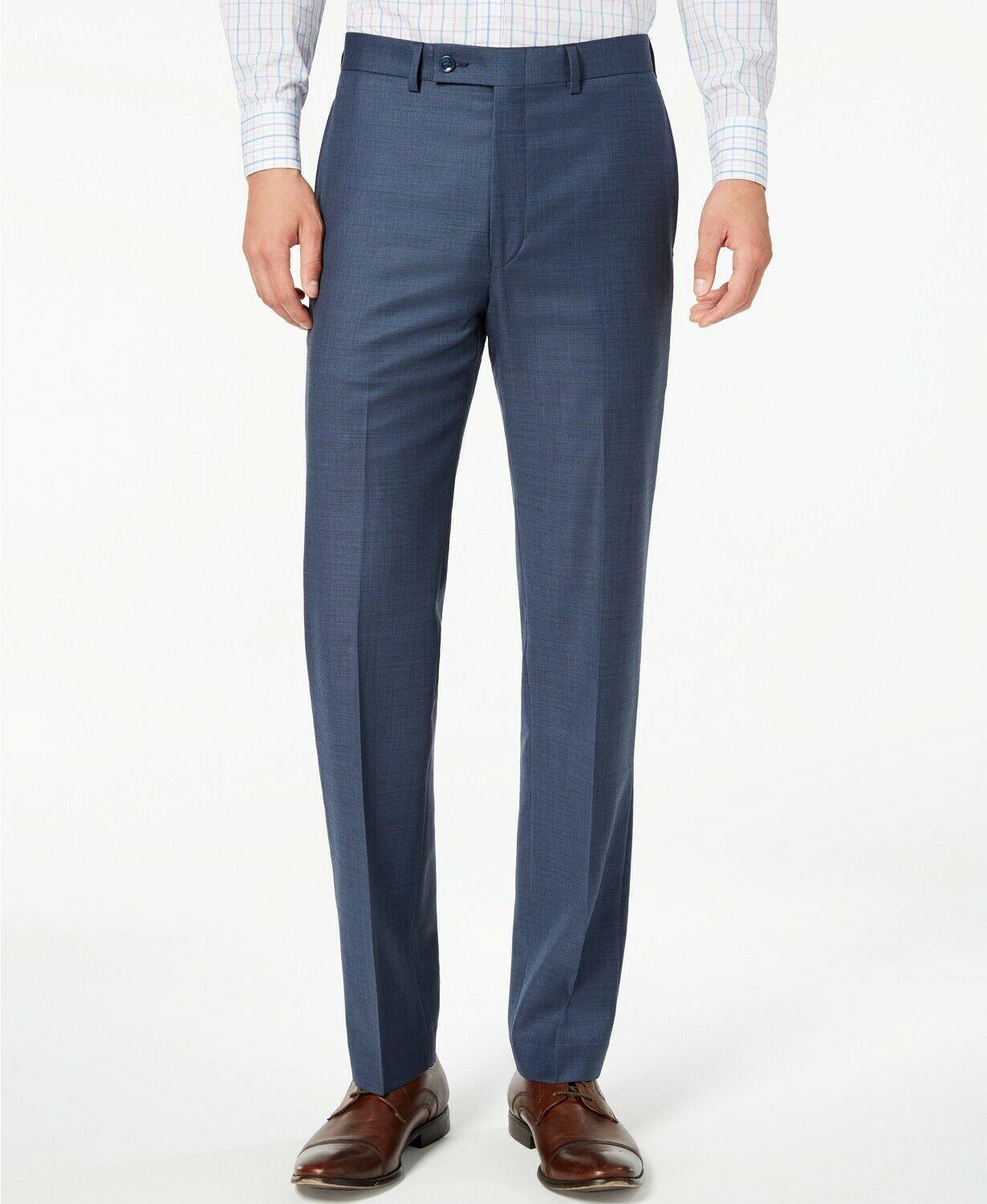 Calvin Klein Mens Slim fit Wool Dress Pants 38 / 32 Blue Solid