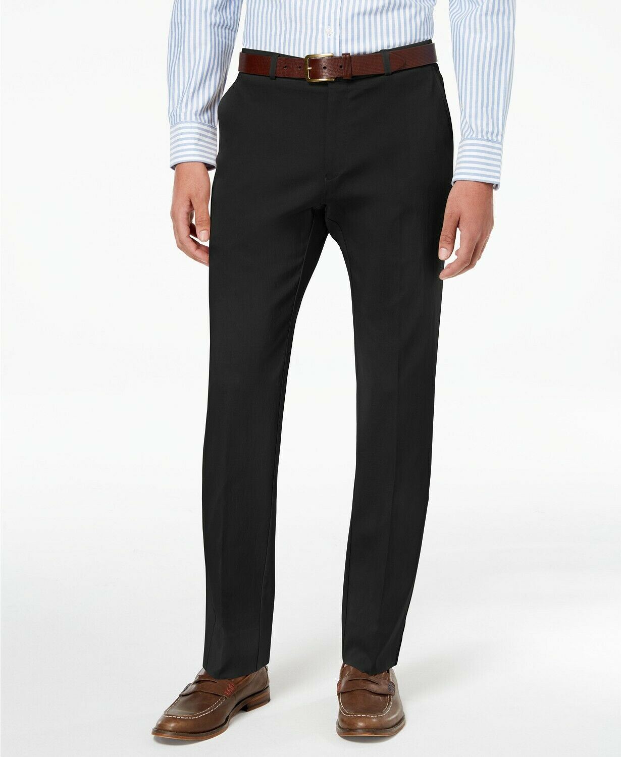 Tommy Hilfiger Mens Modern fit Dress Pants 35 / 30 Black Solid Stretch