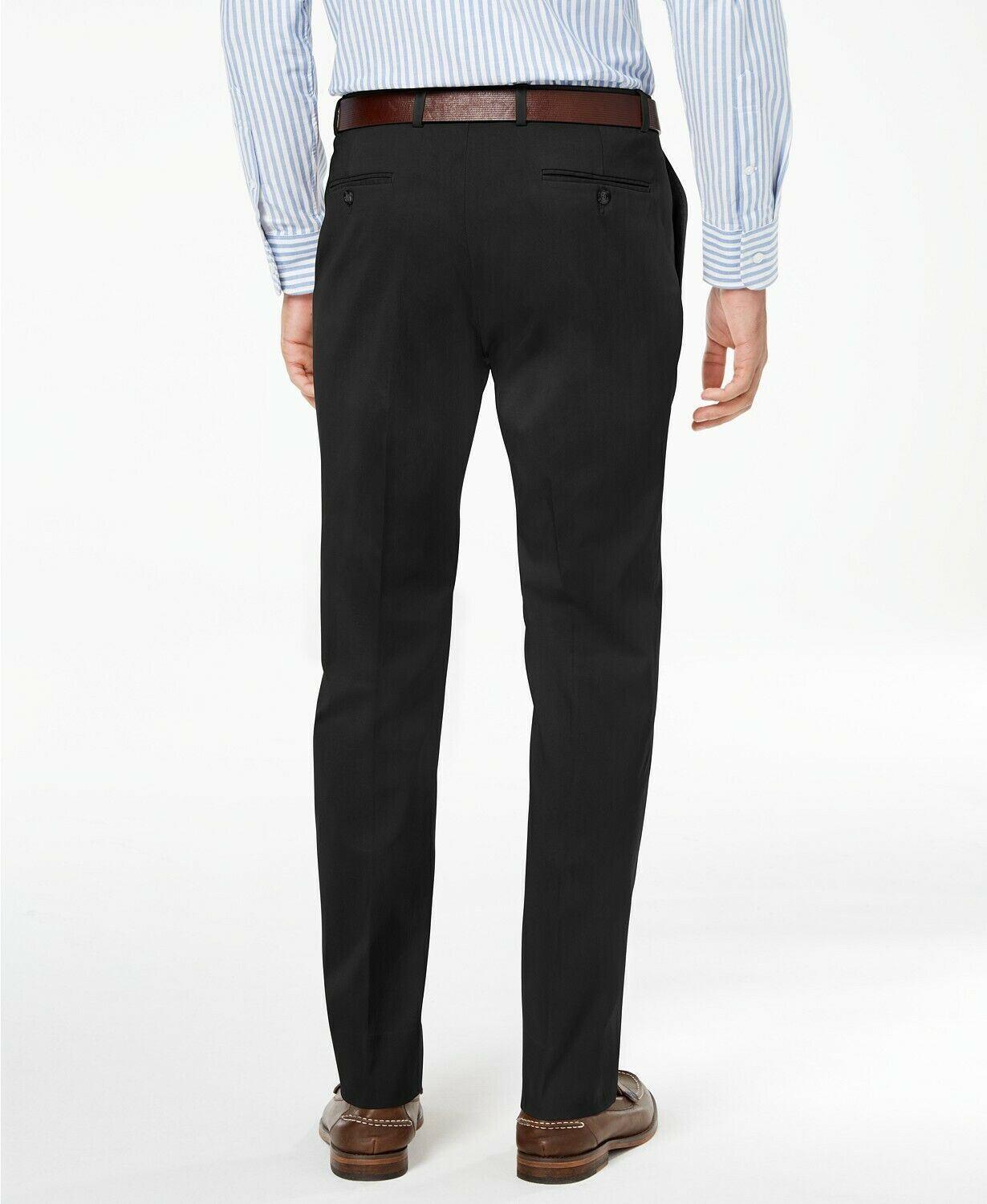 Tommy Hilfiger Mens Classic fit Dress Pants 34 / 32 Black Solid Stretch