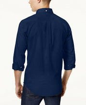 Tommy Hilfiger Mens New England Oxford Button Down Shirt Blue Medium