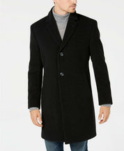 Nautica Regular Fit Wool Cashmere Blend Solid Overcoat Coat 42S Charcoal Grey