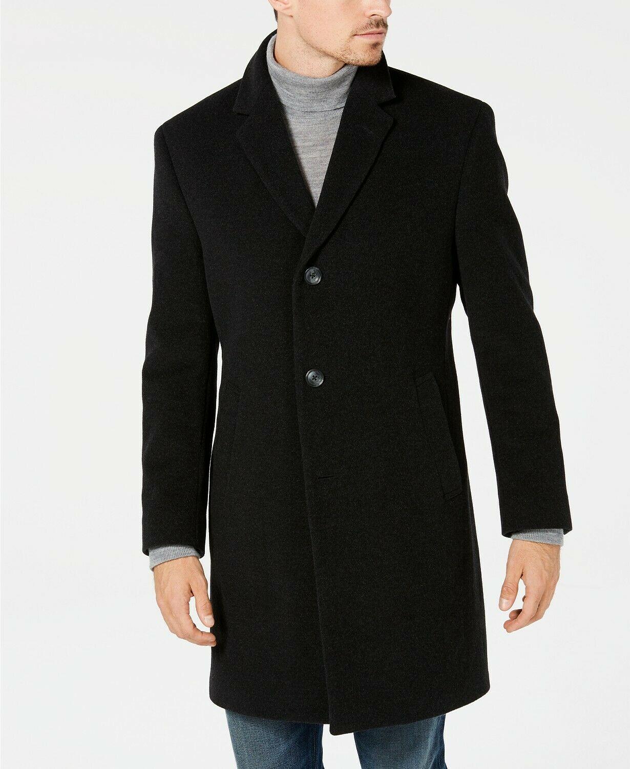 Nautica Mens Regular Fit Wool Overcoat Coat 48 Regular Charcoal Grey