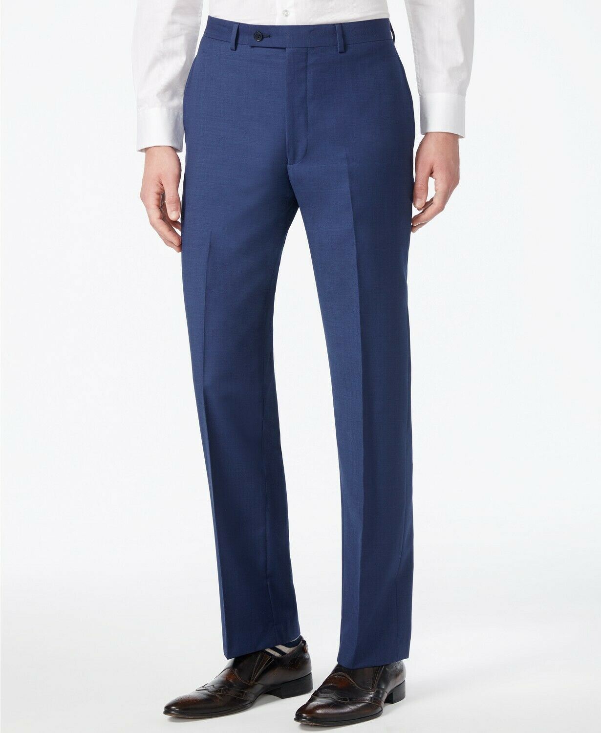Calvin Klein Mens Slim fit Dress Pants 34 / 30 Navy Blue Solid Stretch Wool