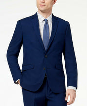 Kenneth Cole Mens Slim fit Suit Jacket Blazer 46 L  Blue Solid Stretch