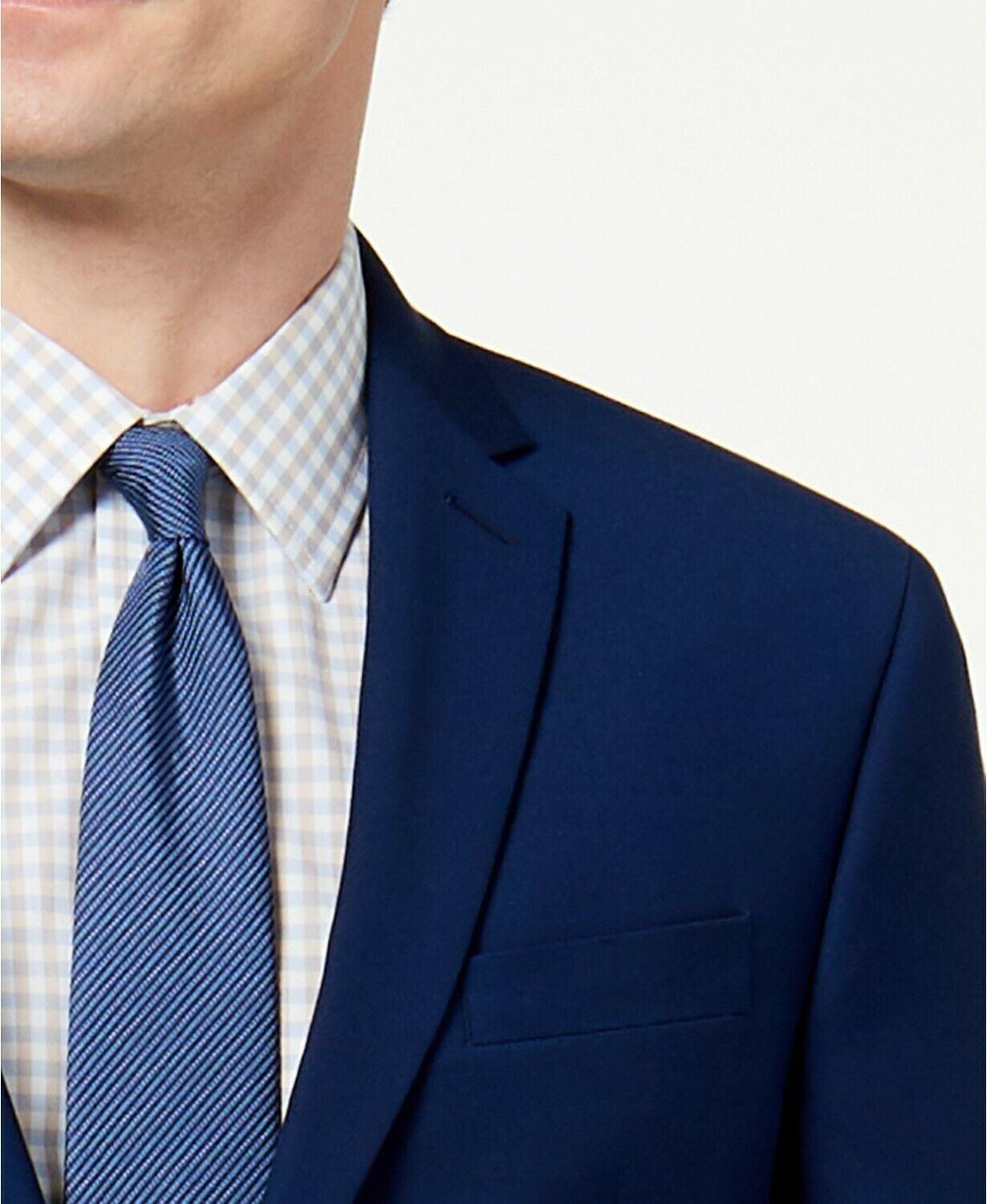 Kenneth Cole Mens Slim fit Suit Jacket Blazer 46 R Navy Blue Solid