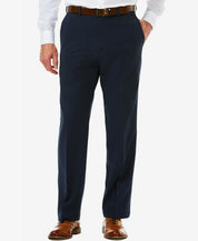 Haggar Mens Classic fit Dress Pants 40 / 32 Navy Blue Solid Stretch