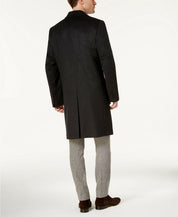 Michael Kors Mens Madison Luxury Italian Modern-Fit Overcoat 36S Charcoal Grey