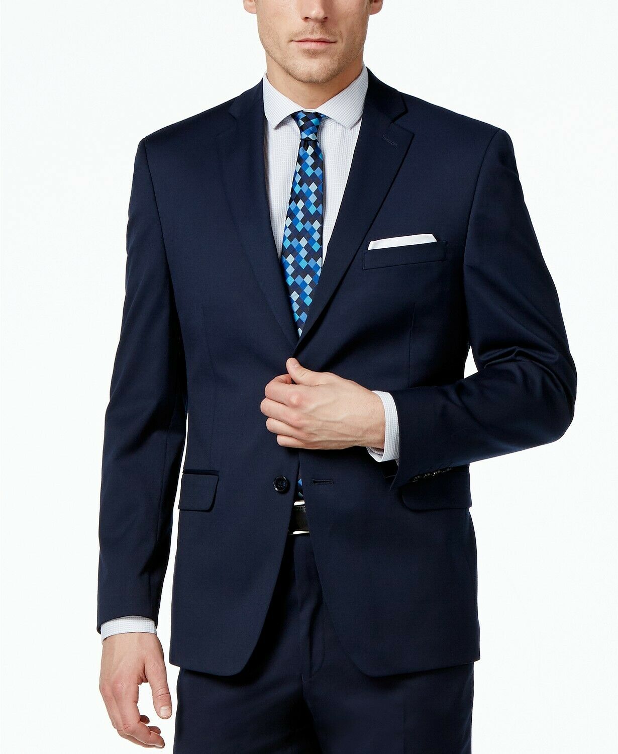 Alfani Mens Slim fit Suit Jacket Blazer 44 S Navy Blue Solid