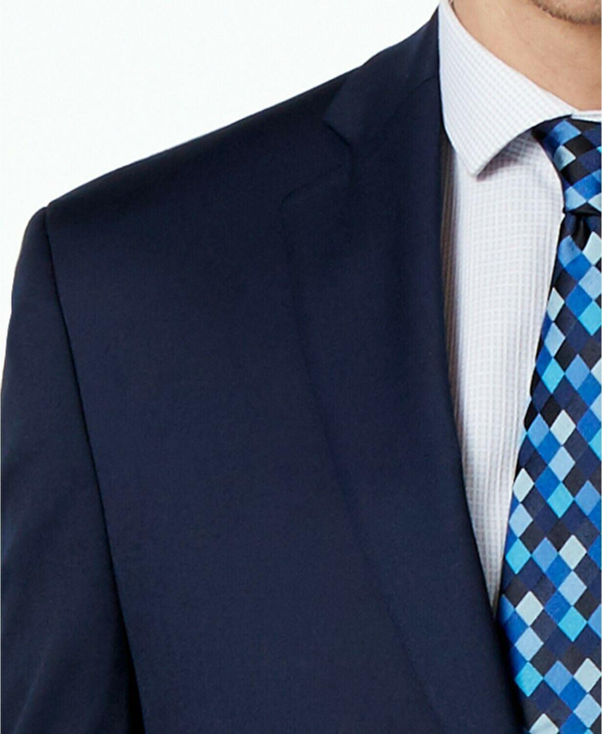 Alfani Mens Slim fit Suit Jacket Blazer 38 S Blue Solid Stretch