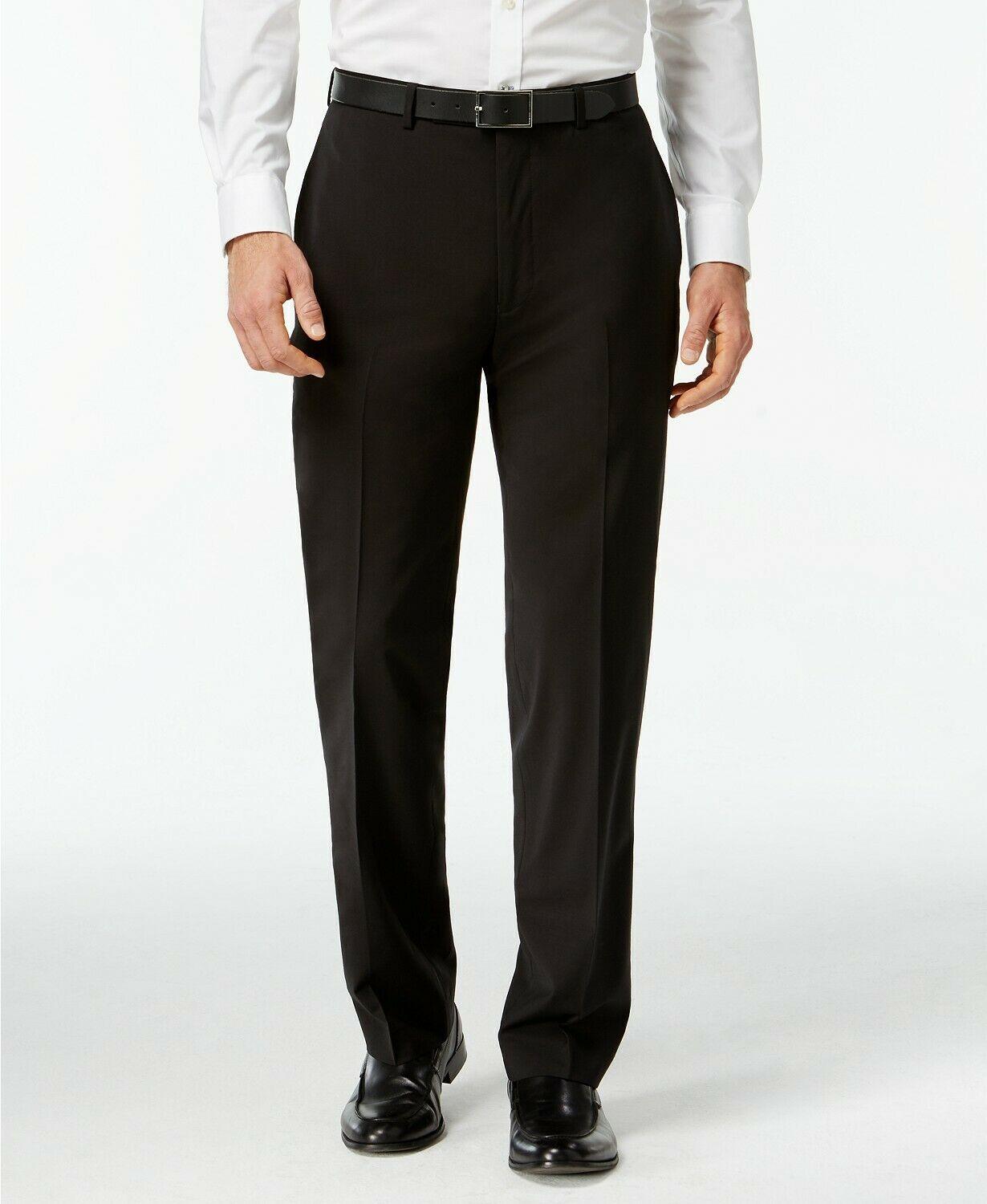 Calvin Klein Mens Slim fit Dress Pants 42 / 30 Black Solid Stretch