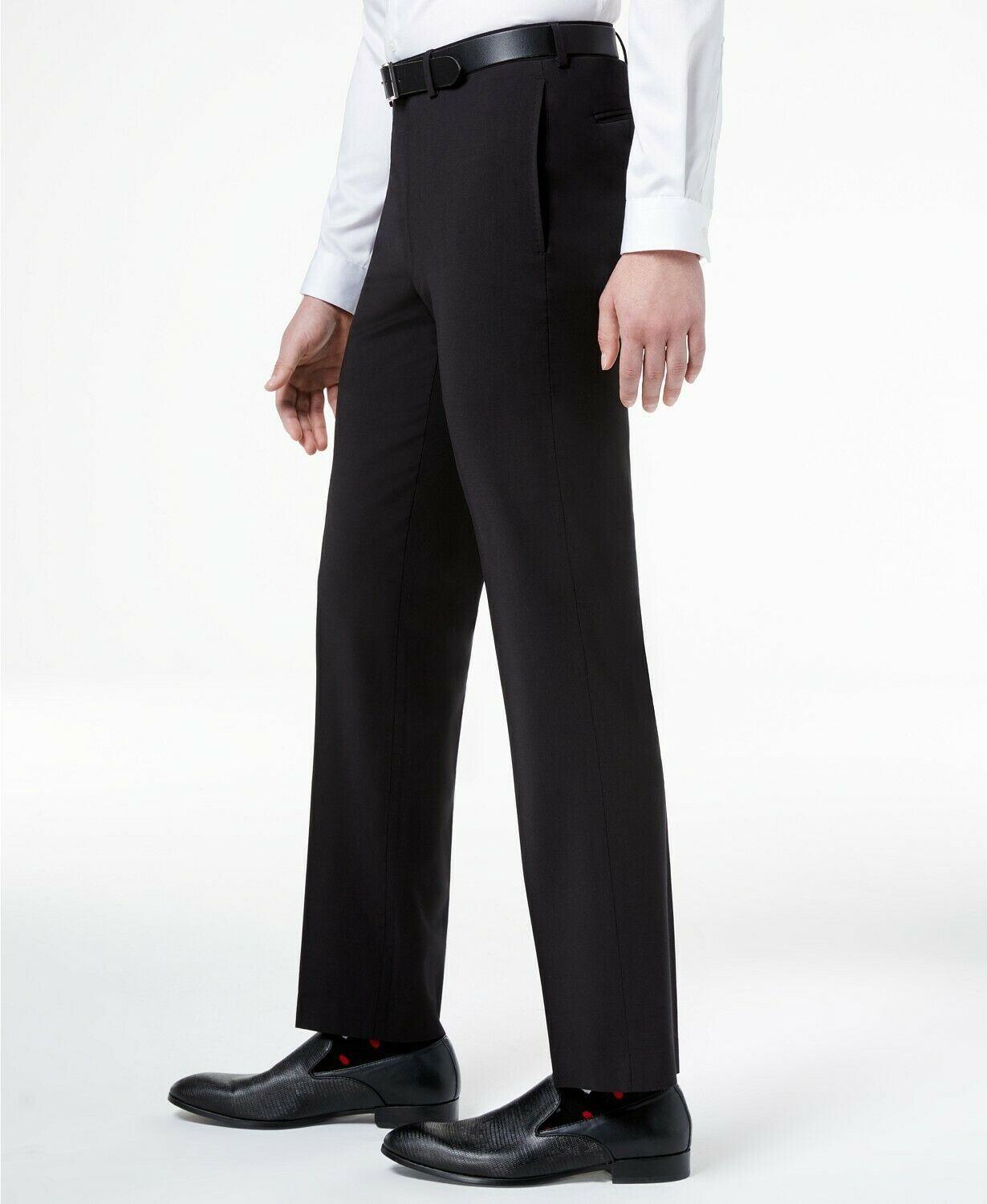 Calvin Klein Mens Slim fit Dress Pants 40 / 30 Black Solid Stretch