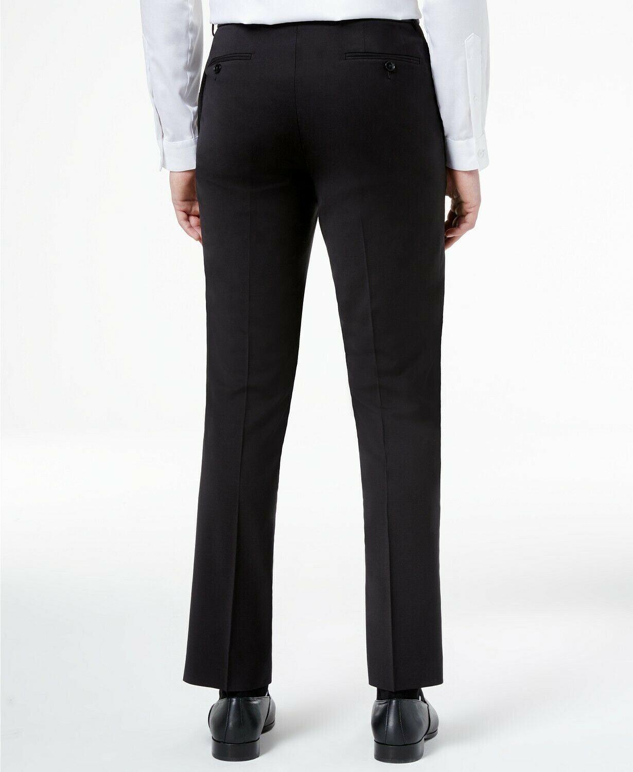 Calvin Klein Mens Slim fit Dress Pants 40 / 30 Black Solid Stretch