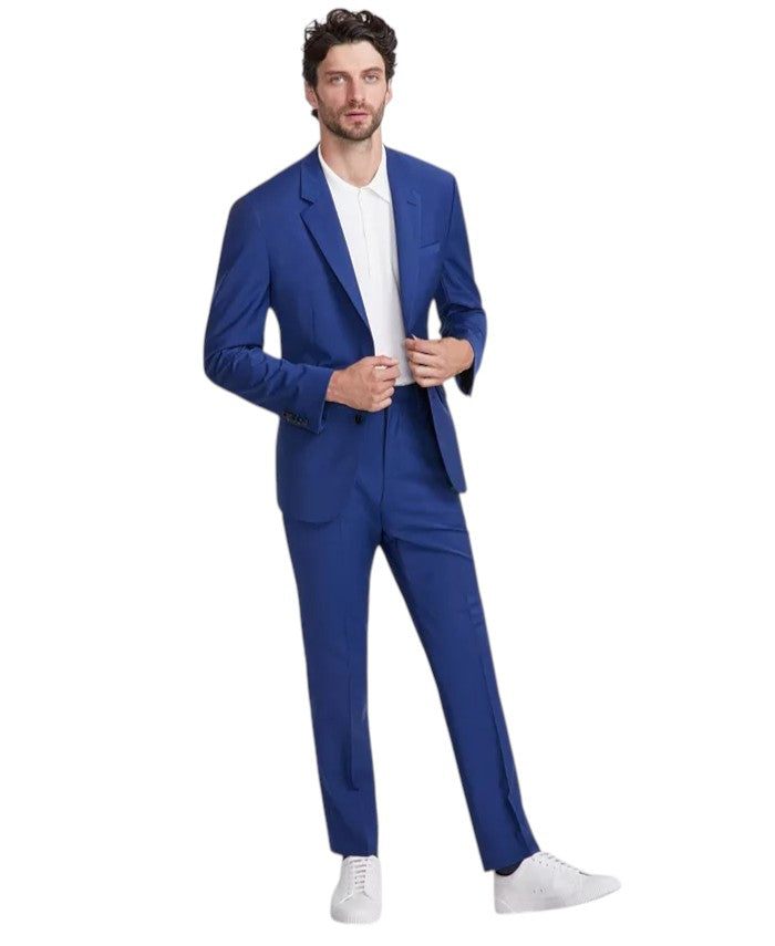 Hugo Boss Mens Modern fit Wool Suit Jacket Blazer 42 R Blue Solid Stretch