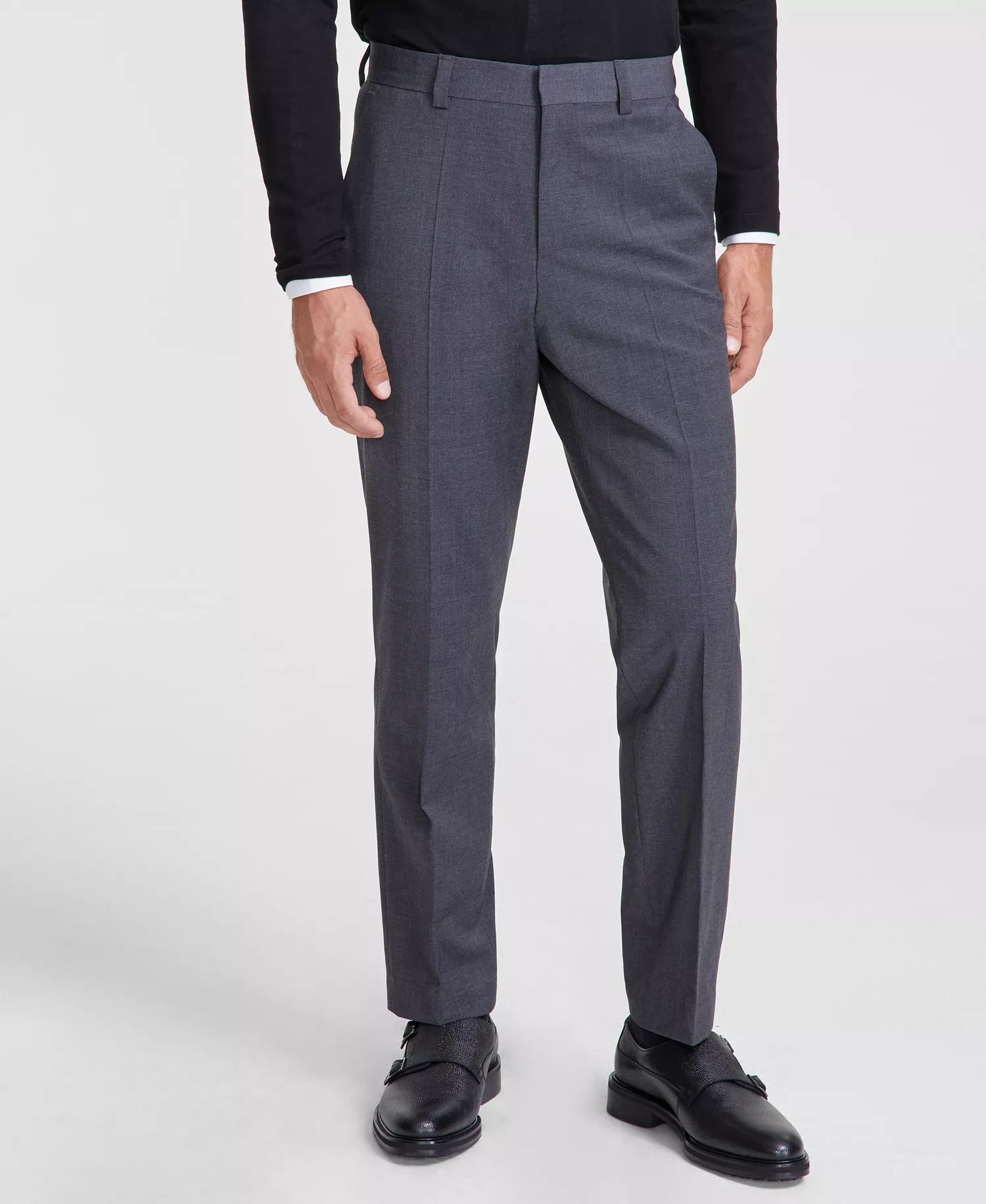 Hugo Boss Mens Modern fit Dress Pants 30 / 32 Dark Grey Solid Stretch