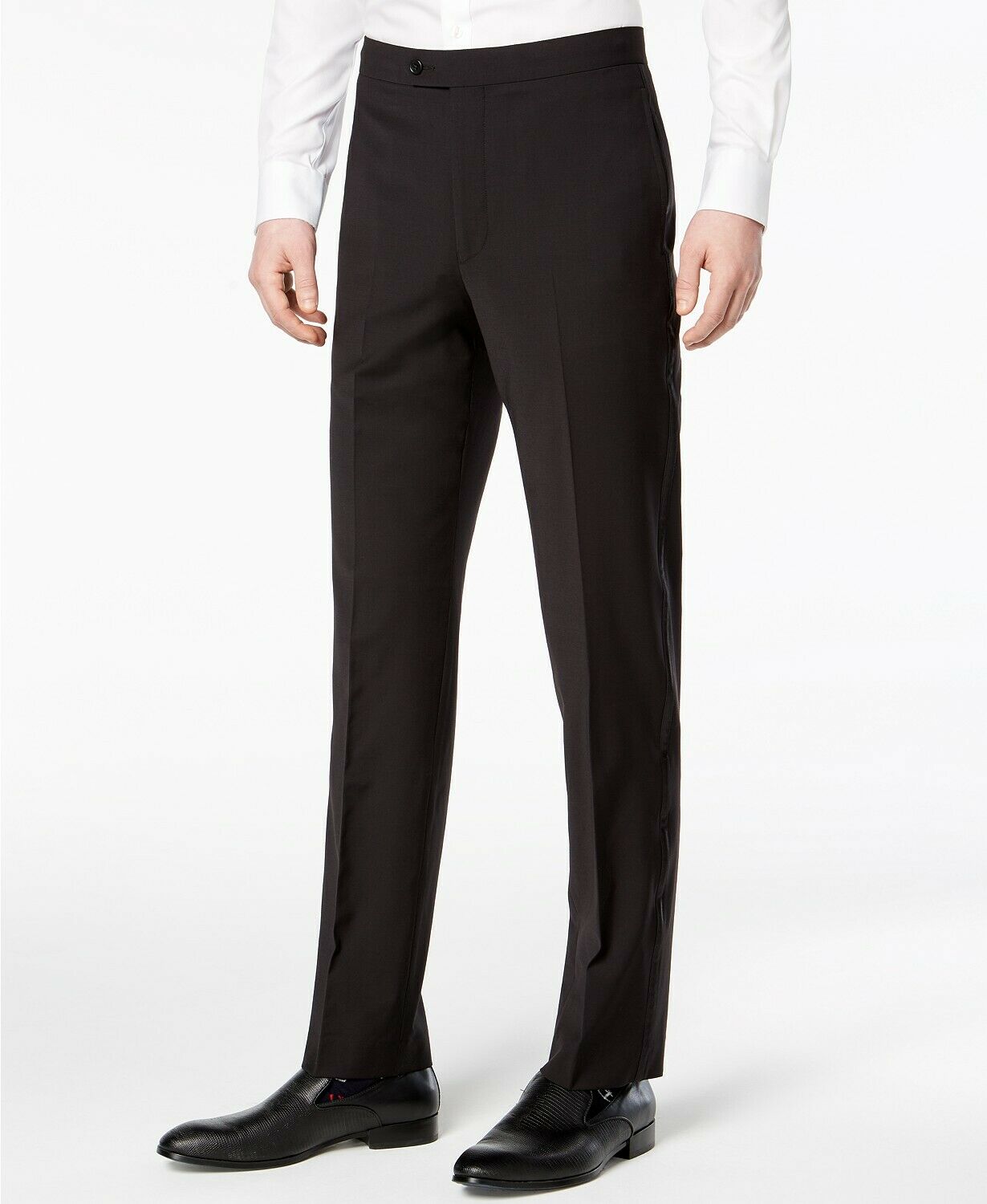 Calvin Klein Mens Slim fit Wool Tuxedo Pants 40 / 32 Black Solid