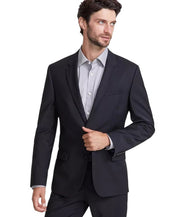Hugo Boss Mens Slim fit Suit Jacket Blazer 42 L Black Solid Stretch Wool