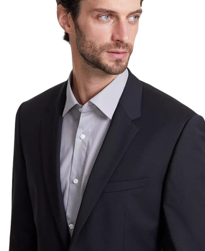 Hugo Boss Mens Slim fit Suit Jacket Blazer 42 L Black Solid Stretch Wool