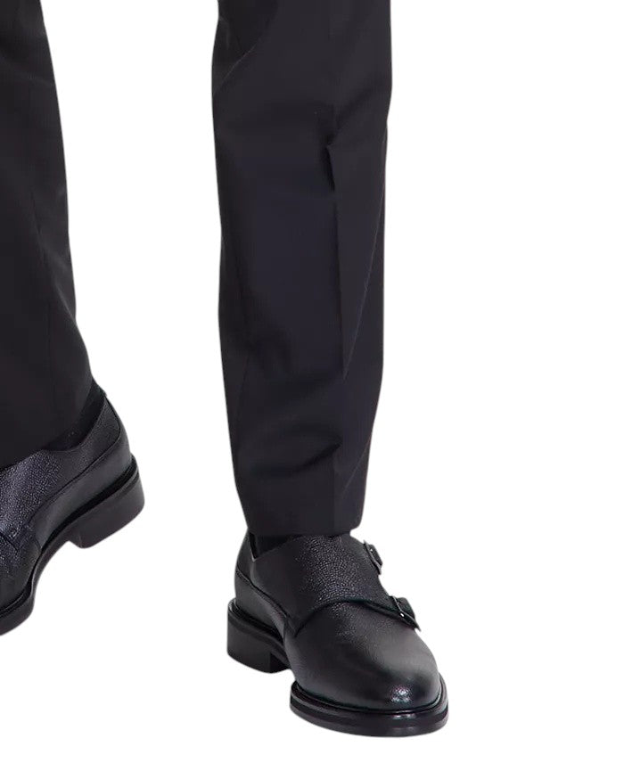 Hugo Boss Mens Slim fit Dress Pants 40 / 32 Black Solid Stretch Wool