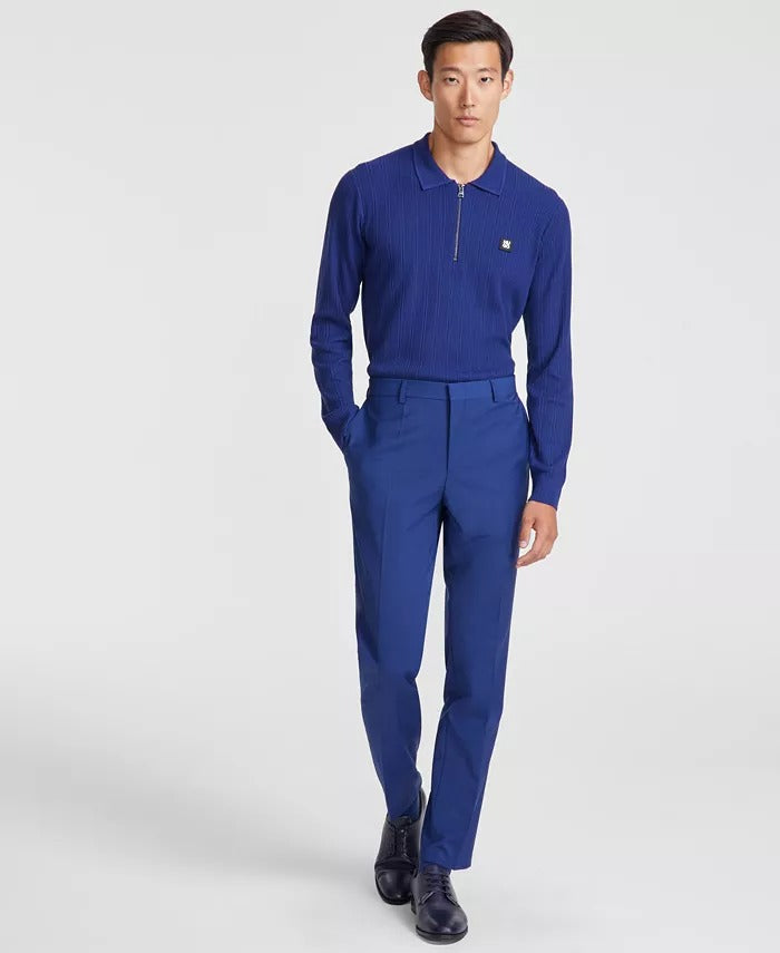 Hugo Boss Men Slim fit Dress Pants 32 / 32 Blue Solid Stretch