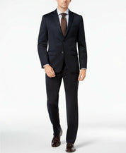 Van Heusen Mens Classic fit 2 Piece Suit 44 R / 37 Waist Navy Blue Solid Stretch