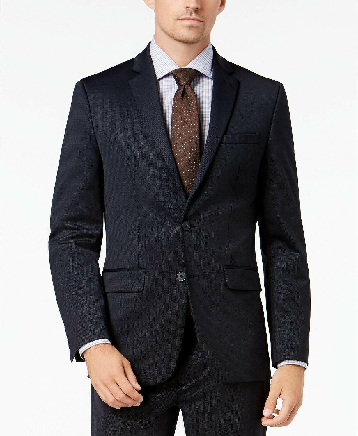 Van Heusen Mens Classic fit 2 Piece Suit 40 R / 33 Waist Blue Solid