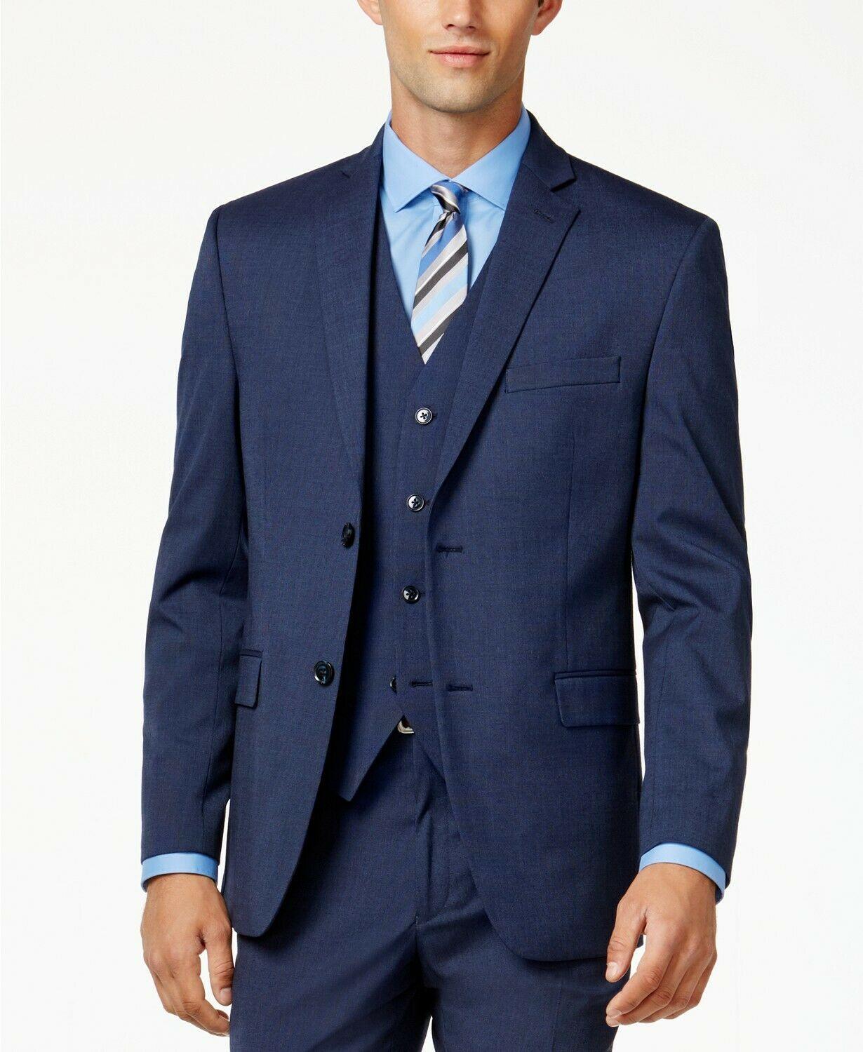 Alfani Mens Slim fit Sport Coat Blazer 42 L Blue Solid Stretch