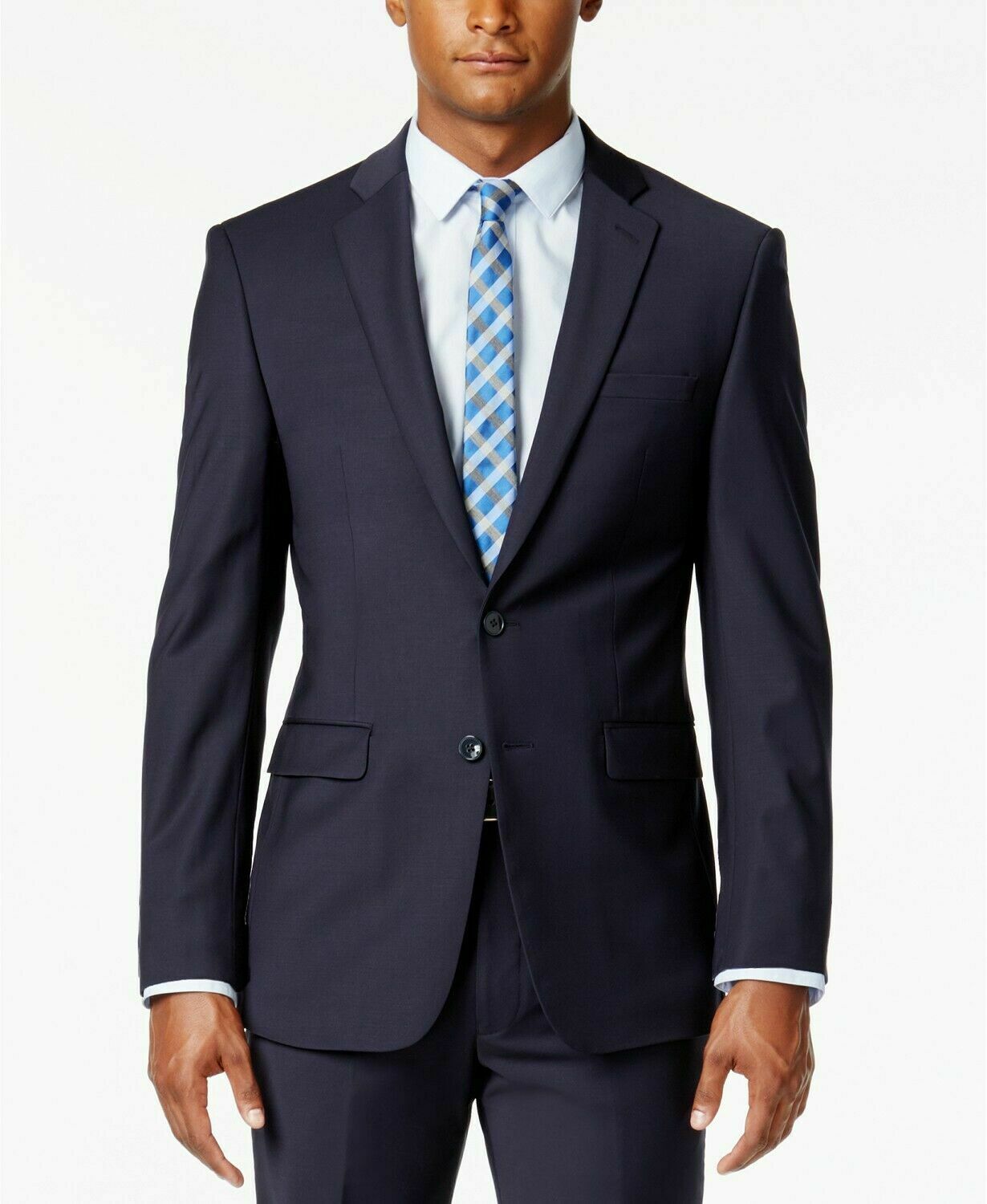 Calvin Klein Mens Slim fit Suit Jacket Blazer 36 R Blue Solid