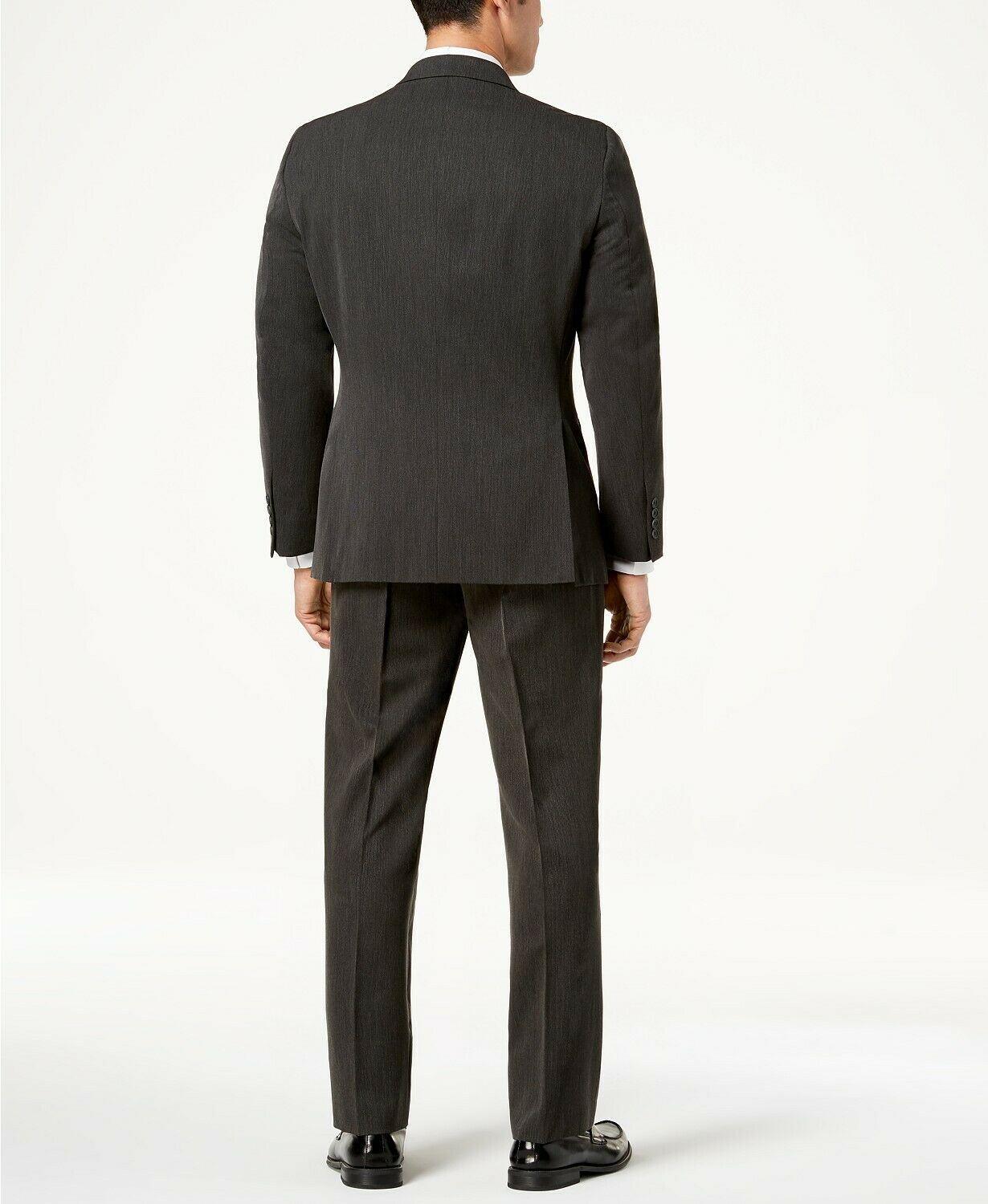 Nautica Mens Modern fit 2 Piece Suit 44 R / 38 Waist Charcoal Grey Solid Stretch