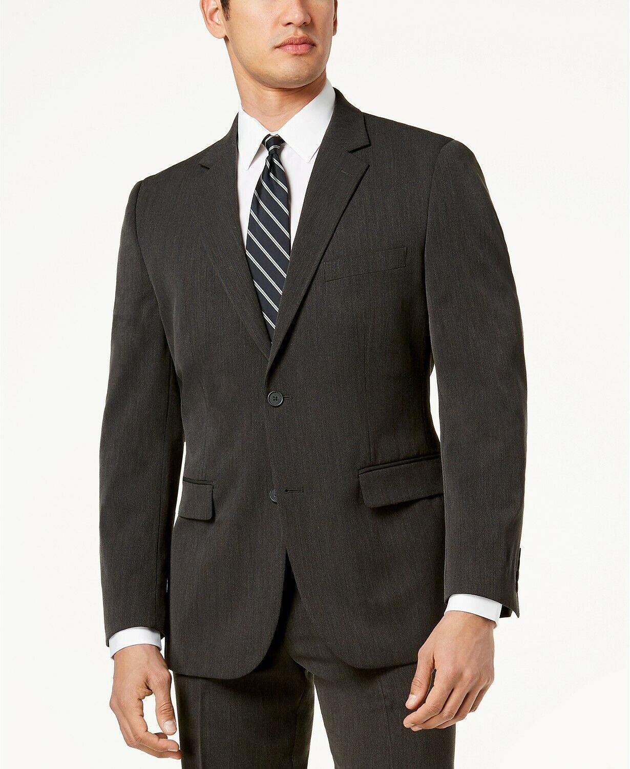Nautica Mens Modern fit 2 Piece Suit 44 R / 38 Waist Charcoal Grey Solid Stretch