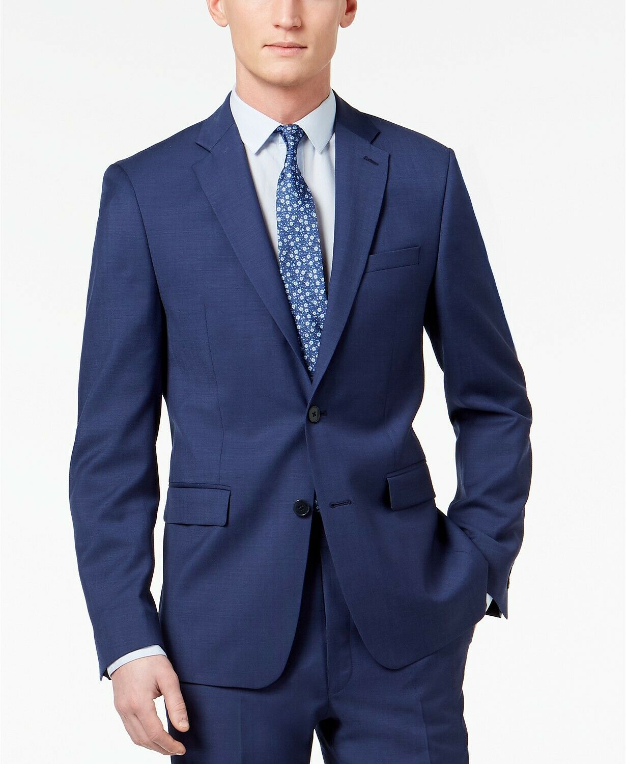 Calvin Klein Mens Skinny fit Wool Sport Coat Blazer 38 S Blue Solid
