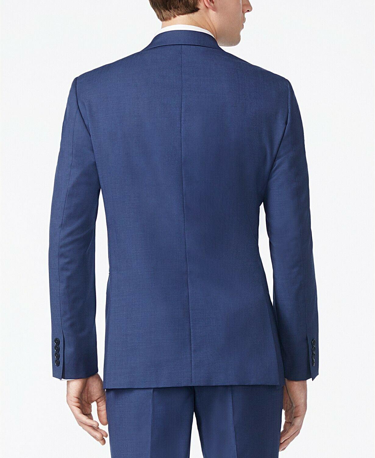 Calvin Klein Mens Skinny fit Suit Jacket Blazer 48 R Blue Solid Stretch