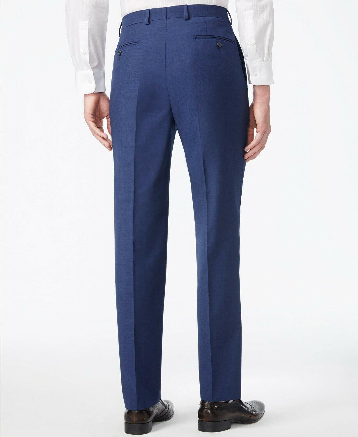 Calvin Klein Mens Slim fit Wool Dress Pants 34 / 32 Blue Solid