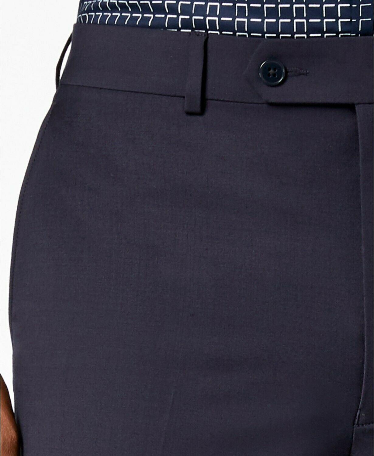 Calvin Klein Mens Skinny fit Dress Pants 36 / 29 Navy Blue Solid Stretch