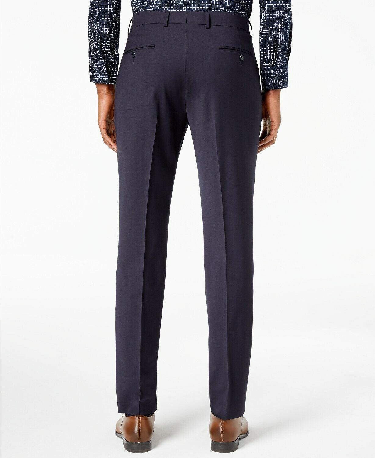 Calvin Klein Mens Skinny fit Dress Pants 36 / 29 Navy Blue Solid Stretch