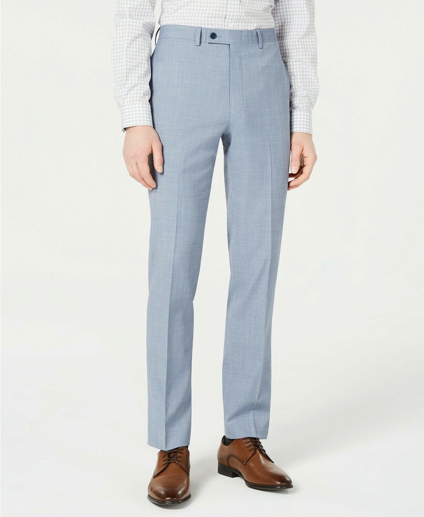 Calvin Klein Men's Suit 42S / 34 X 32 X-Fit Skinny-Fit Light Blue Sharkskin
