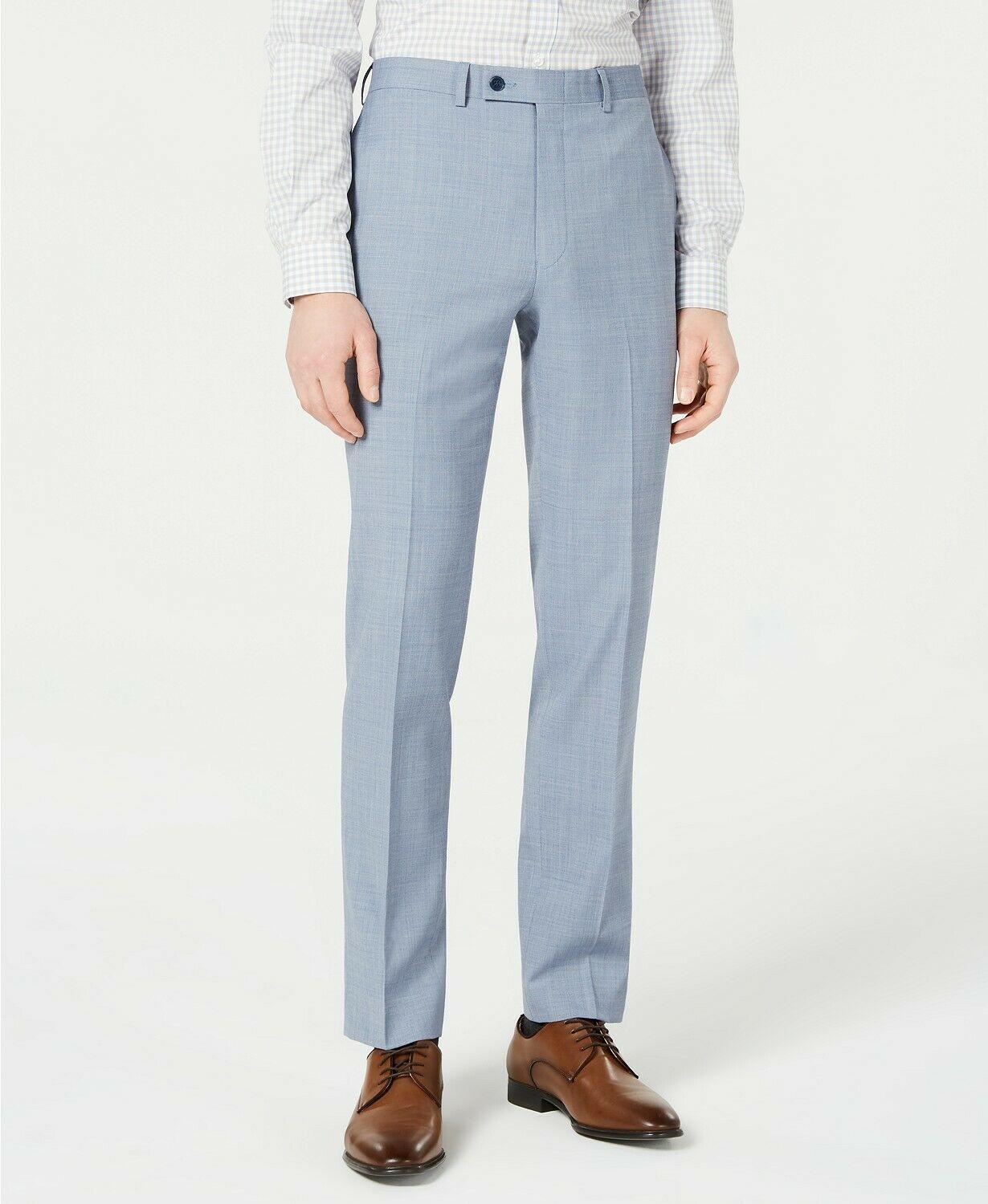Calvin Klein Mens Slim fit Dress Pants 36 / 32 Powder Blue Solid Stretch