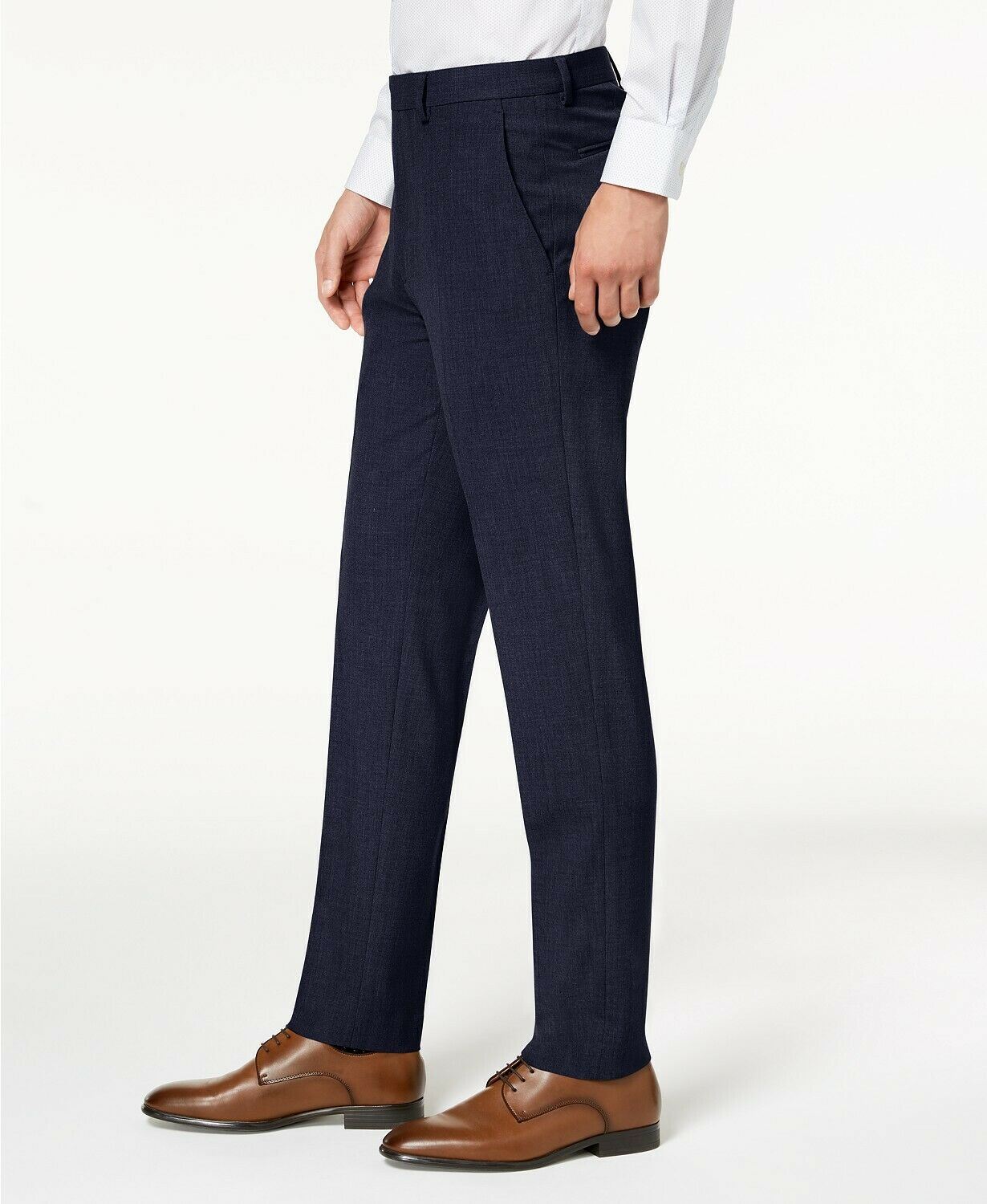 Calvin Klein Mens Skinny fit Dress Pants 38 / 30 Navy Blue Solid